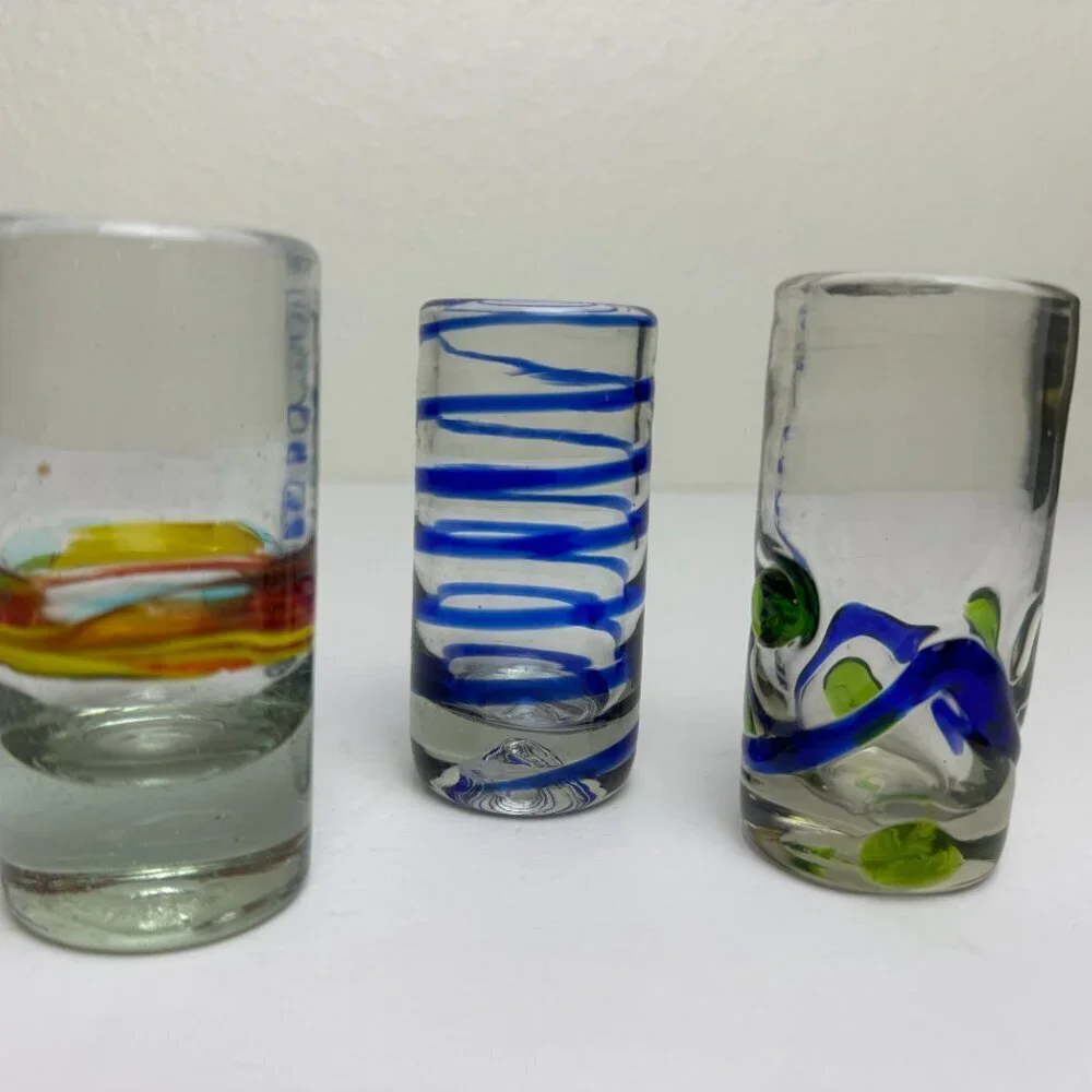 Tequila Shot Glasses - Hand Blown in Mexico Set of 3